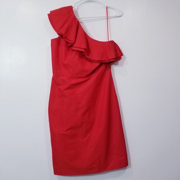 J. Crew size 6T Cotton Silk Ruffle One Shoulder Dress Holiday Christmas Party - Picture 1 of 14